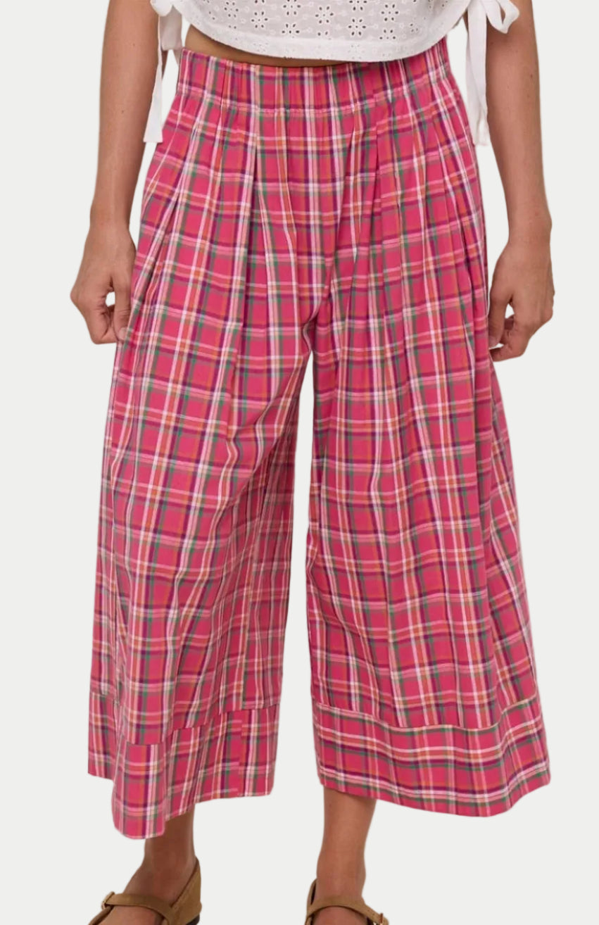 PLAID WIDE LEG PANTS / WL25-12216 - Blackbird Boutique
