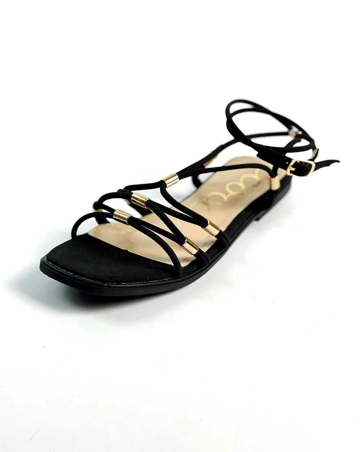 Macy Black Lace Up Sandals - Blackbird Boutique