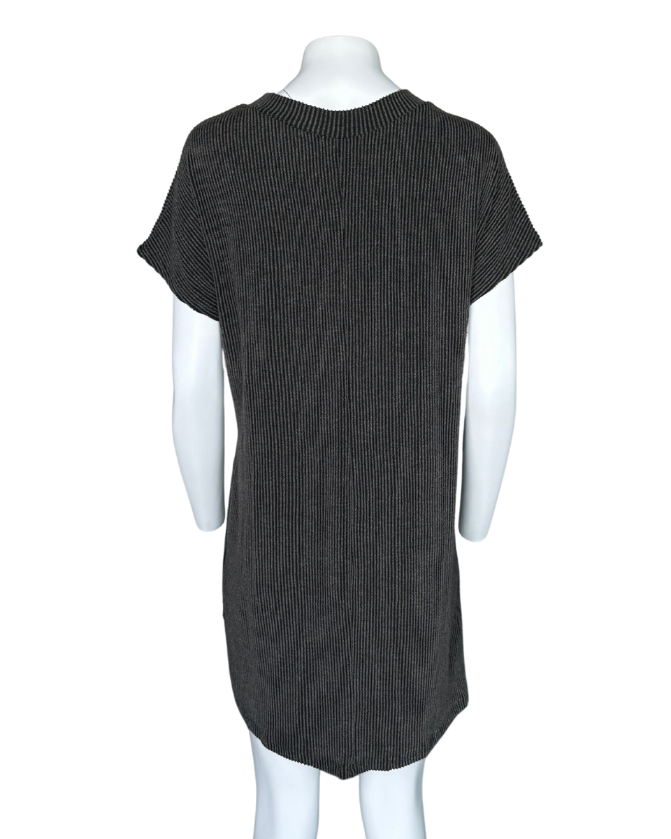 Ribbed Knit Mini Shirt Dress - Blackbird Boutique
