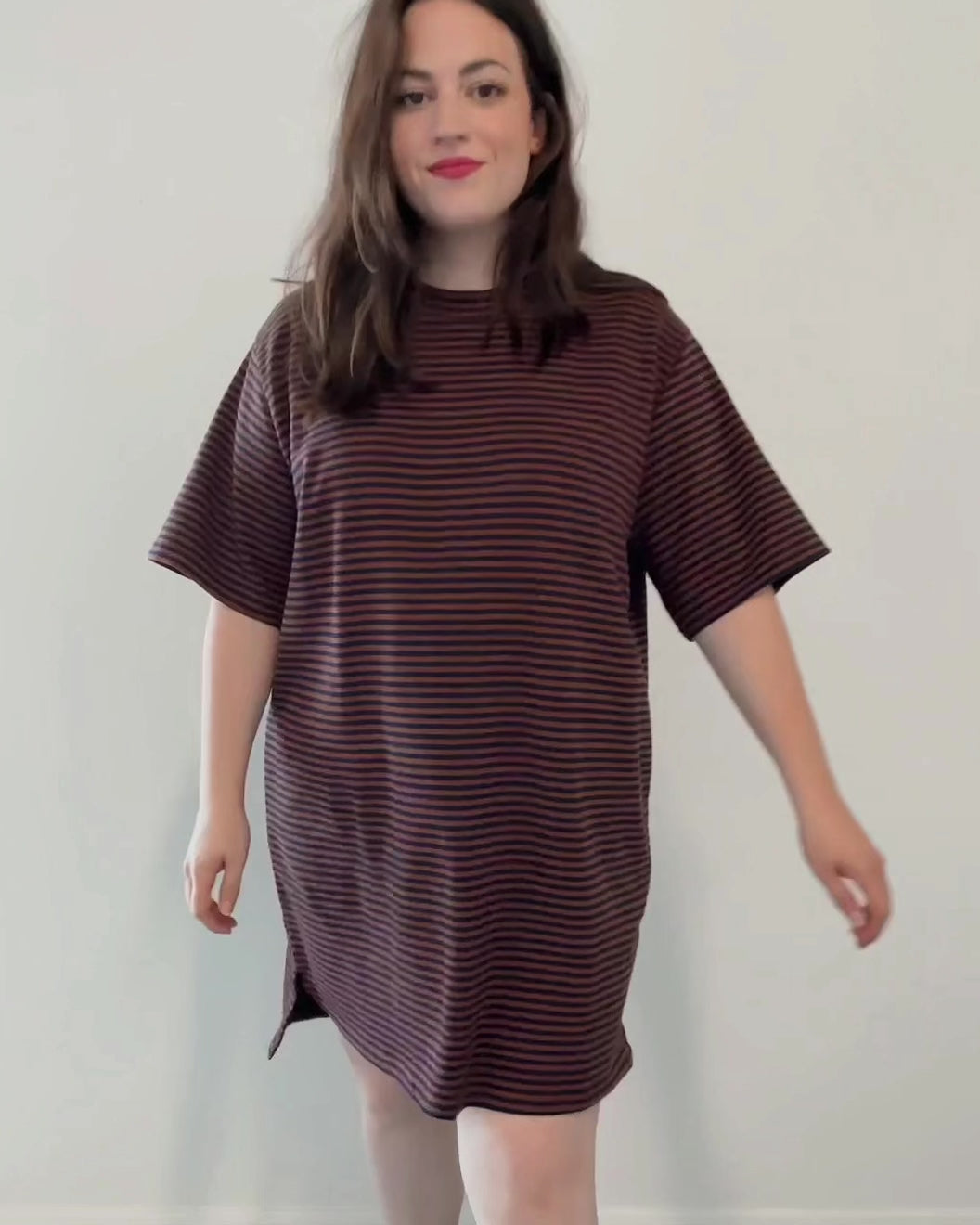 Striped T-Shirt Dress - Small