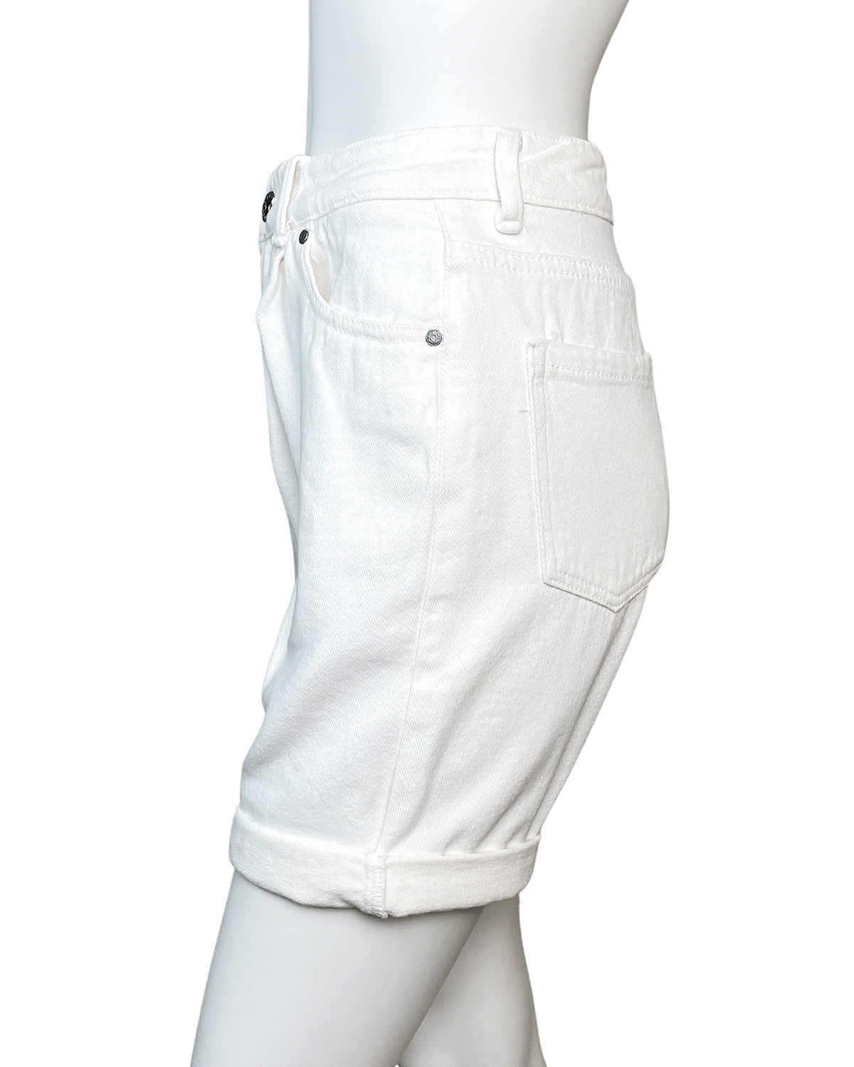 White Cuffed Denim Mom Shorts - Blackbird Boutique