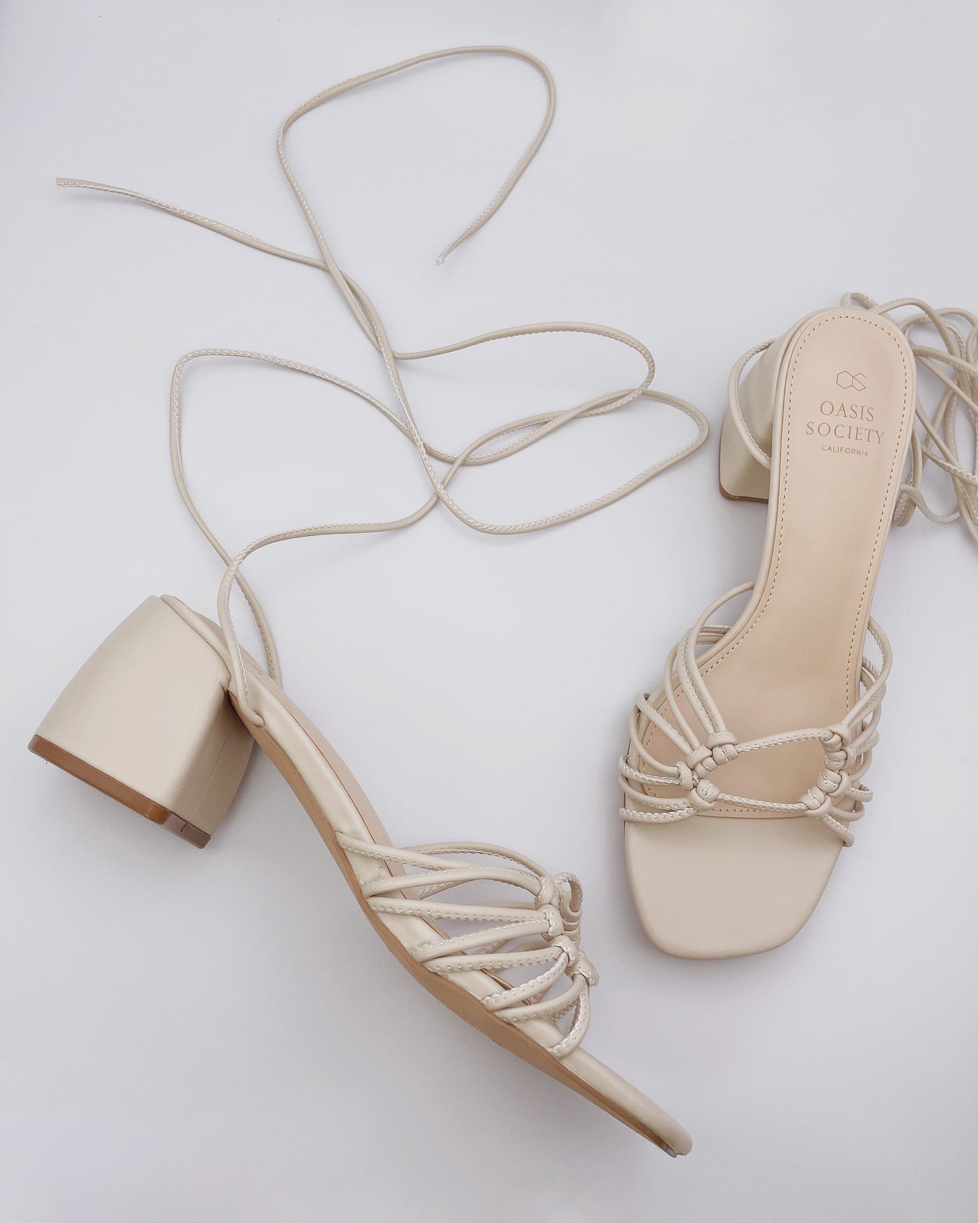 Celia Strappy Heels in Beige - Blackbird Boutique